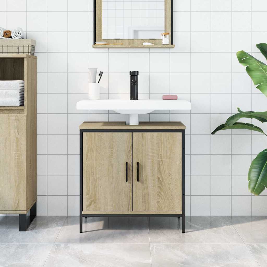 Bathroom Sink Cabinet Sonoma Oak 60x30x60 cm Engineered Wood - Bargainia.com - 