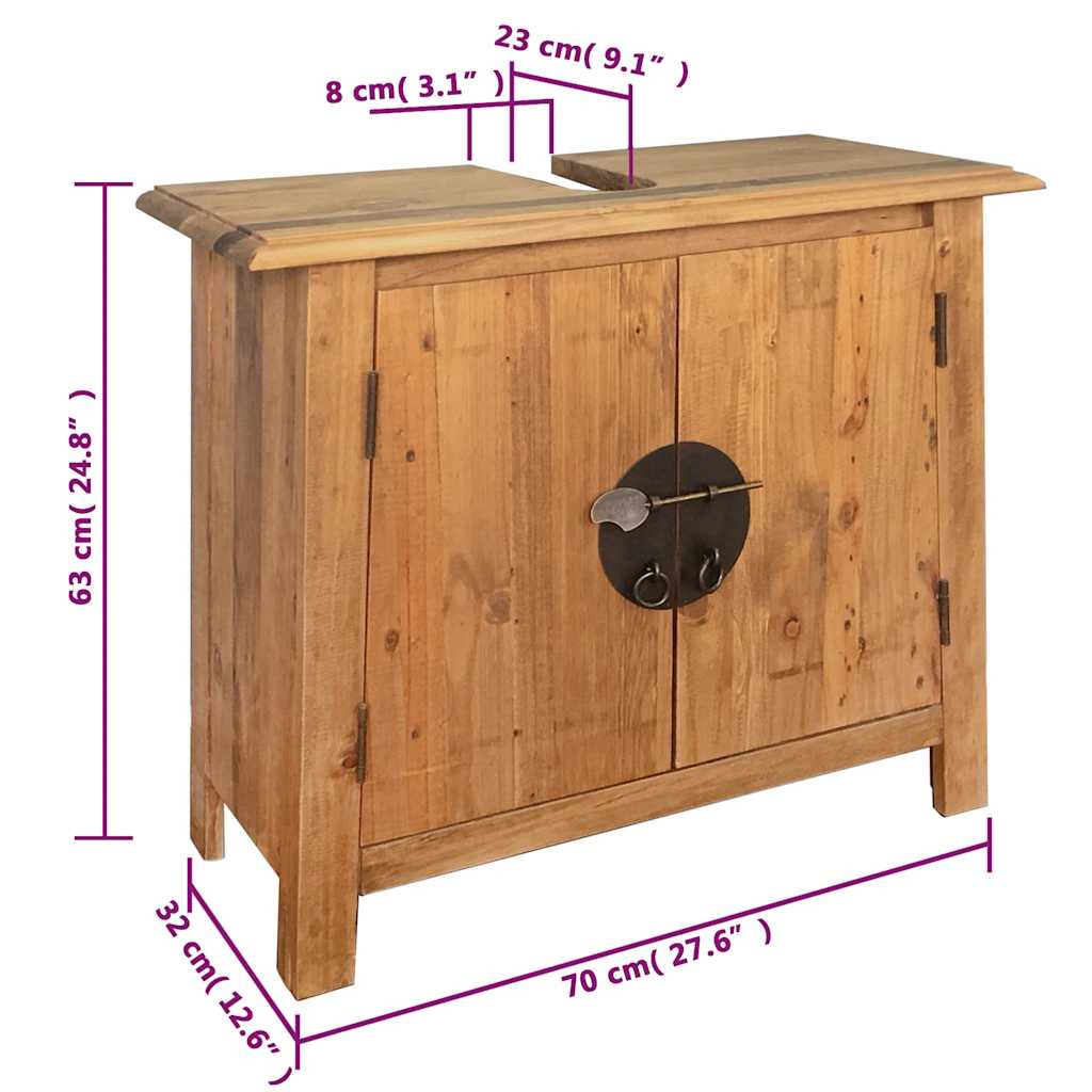 Bathroom Vanity Cabinet Solid Pinewood 70x32x63 cm - Bargainia.com - 8718475600664 - 246035