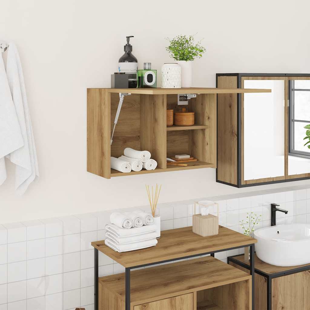 Bathroom Wall Cabinet Artisan Oak 60x25x40 cm Engineered Wood - Bargainia.com - 8721158651068 - 860075