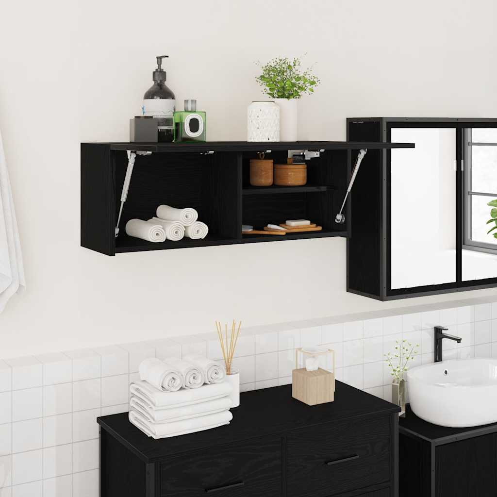 Bathroom Wall Cabinet Black 80x25x30 cm Engineered Wood - Bargainia.com - 8721158651082 - 860077