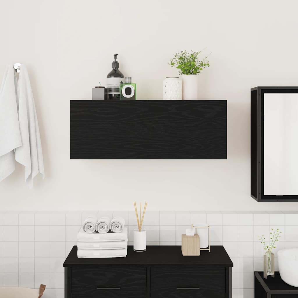 Bathroom Wall Cabinet Black 80x25x30 cm Engineered Wood - Bargainia.com - 8721158651082 - 860077