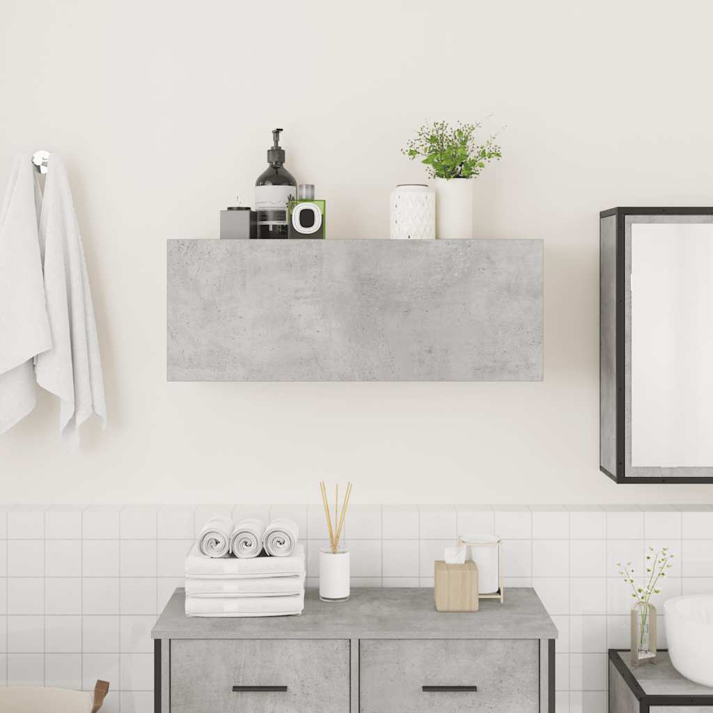 Bathroom Wall Cabinet Concrete Grey 80x25x30 cm Engineered Wood - Bargainia.com - 