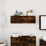 Bathroom Wall Cabinet Smoked Oak 100x25x30 cm Engineered Wood - Bargainia.com - 