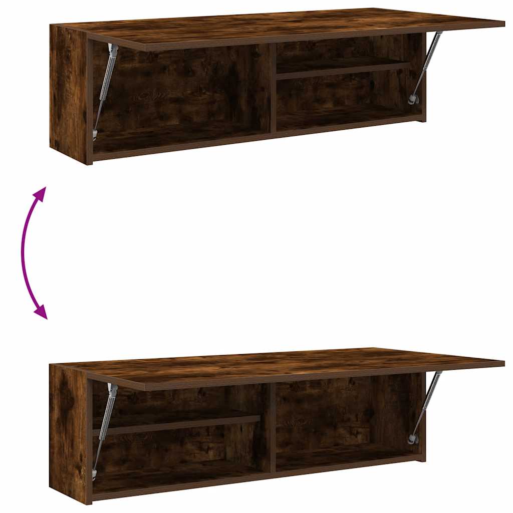 Bathroom Wall Cabinet Smoked Oak 100x25x30 cm Engineered Wood - Bargainia.com - 