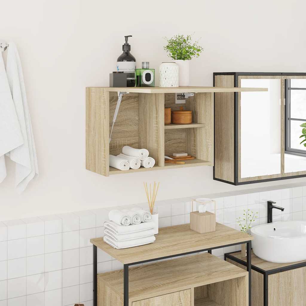 Bathroom Wall Cabinet Sonoma Oak 60x25x40 cm Engineered Wood - Bargainia.com - 8721158651006 - 860069