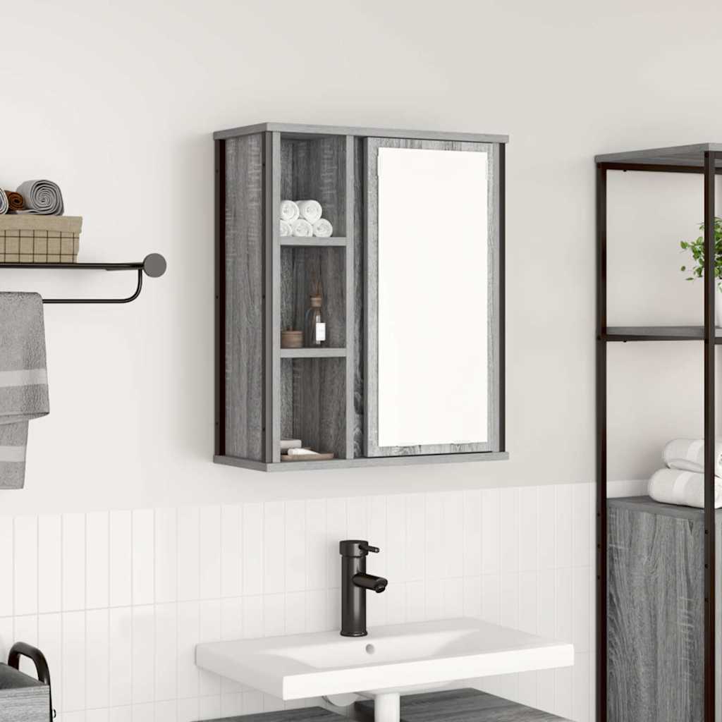 Bathroom Wall Cabinet with Mirror Grey Sonoma 50x21x60 cm - Bargainia.com - 