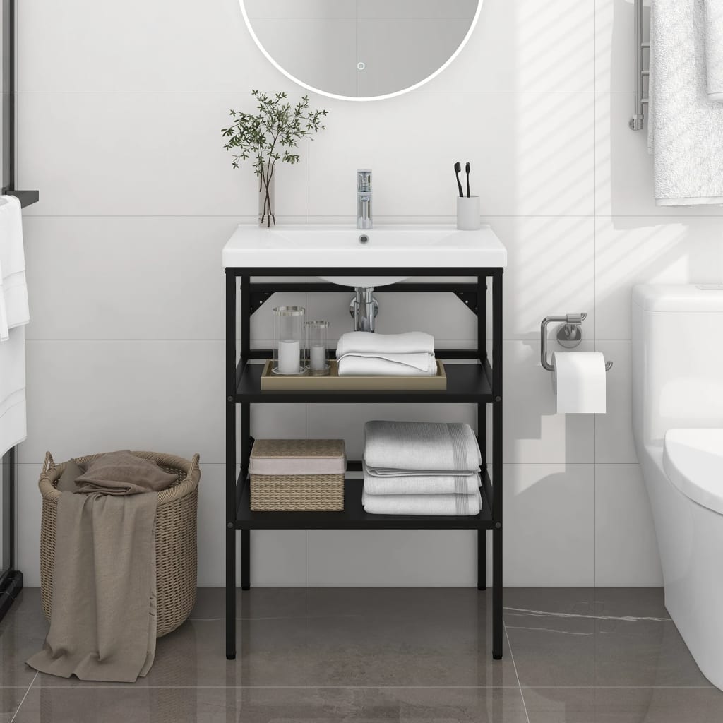 Bathroom Washbasin Frame Black 59x38x83 cm Iron - Bargainia.com - 8720286667606 - 338488