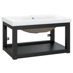 Bathroom Washbasin Frame with Built - in Basin Black Iron - Bargainia.com - 