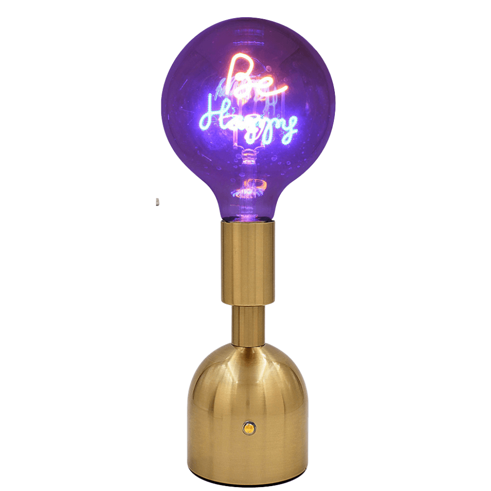 Be Happy LED Neon Text Brass Accent Decorative Lamp Clearance