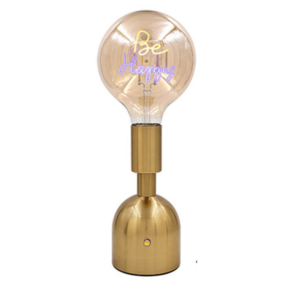 Be Happy LED Neon Text Brass Accent Decorative Lamp Clearance