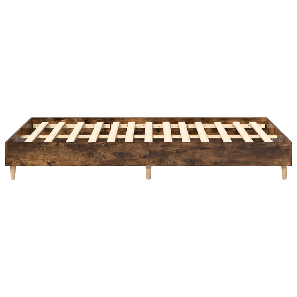 Bed Frame No Mattress Smoked Oak 140x190 cm Engineered Wood - Bargainia.com - 