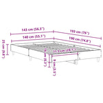 Bed Frame No Mattress Smoked Oak 140x190 cm Engineered Wood - Bargainia.com - 