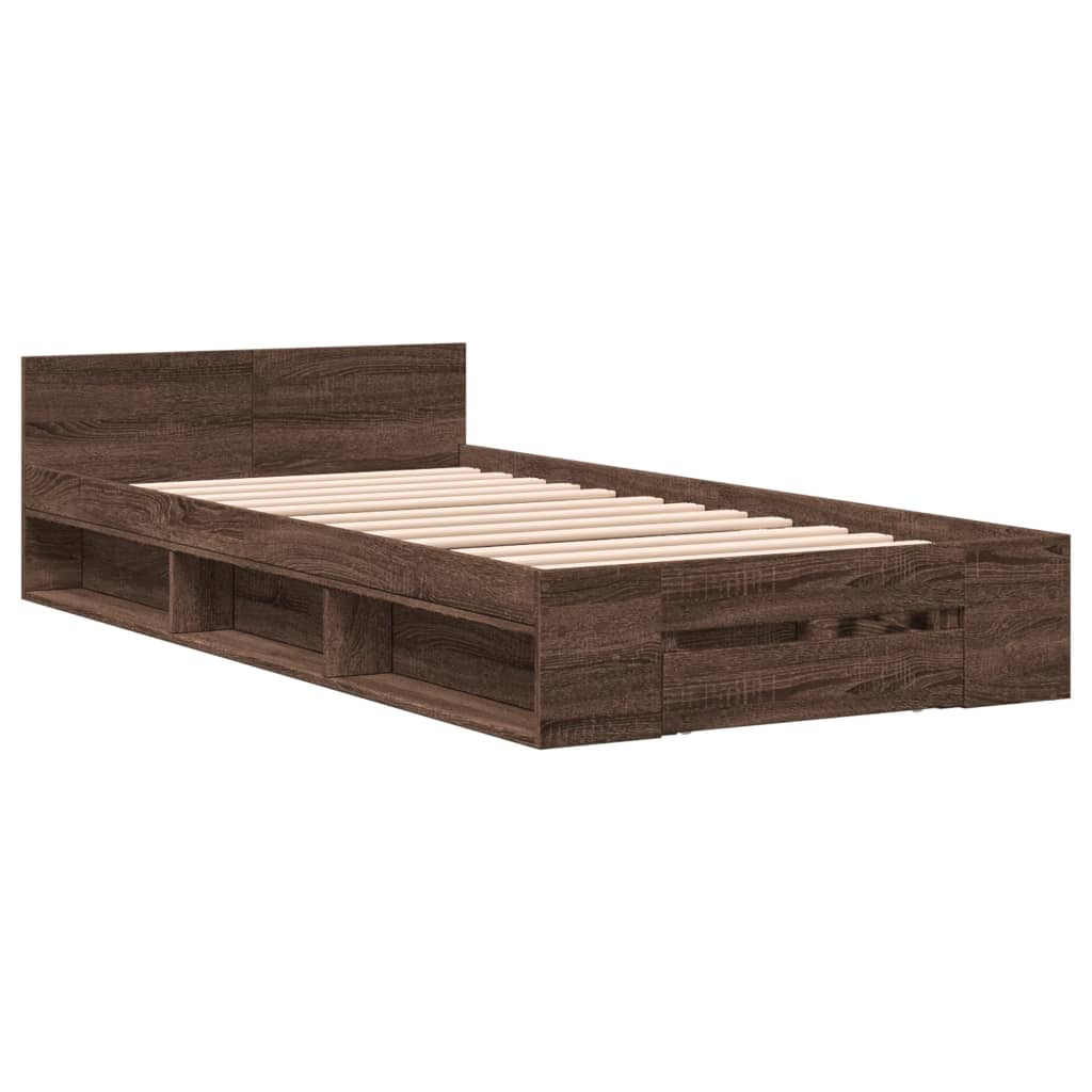 Bed Frame with Drawer without Mattress Brown Oak 90x200 cm - Bargainia.com - 