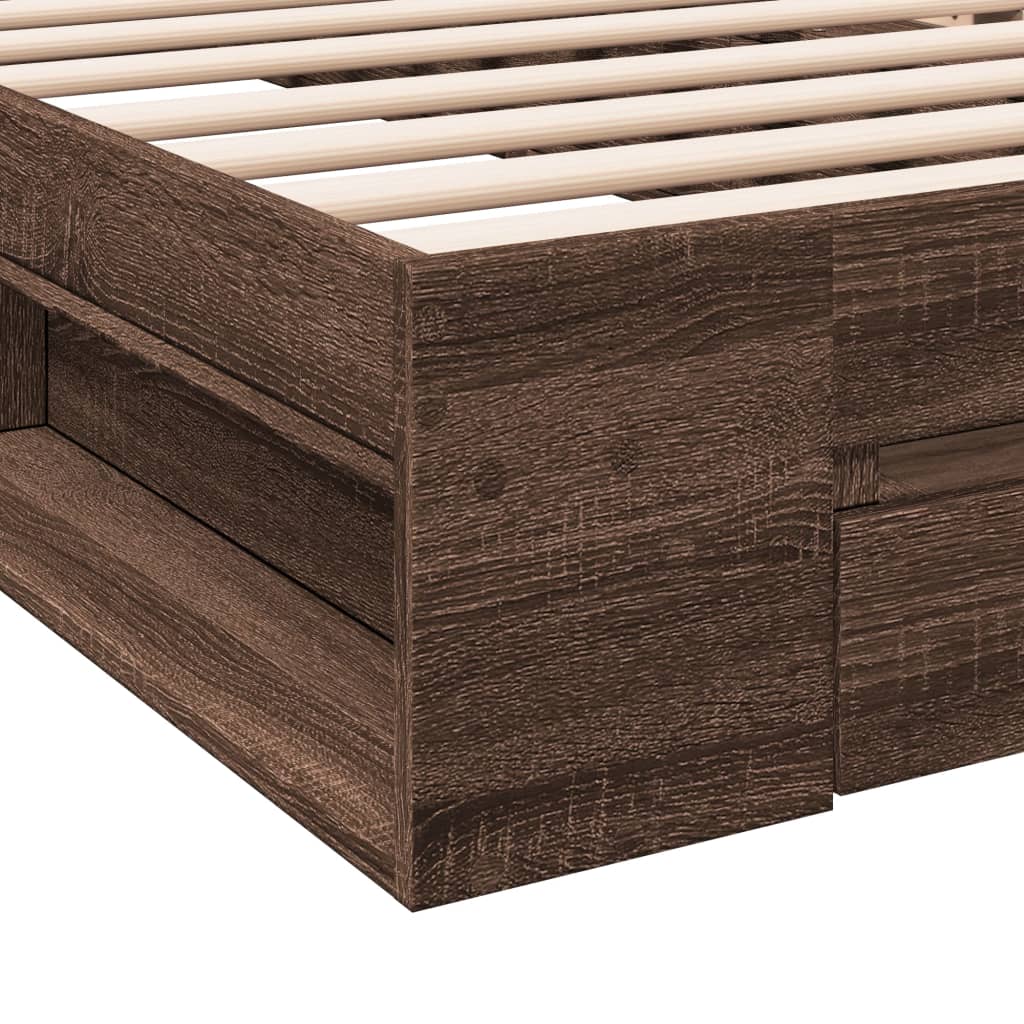 Bed Frame with Drawer without Mattress Brown Oak 90x200 cm - Bargainia.com - 