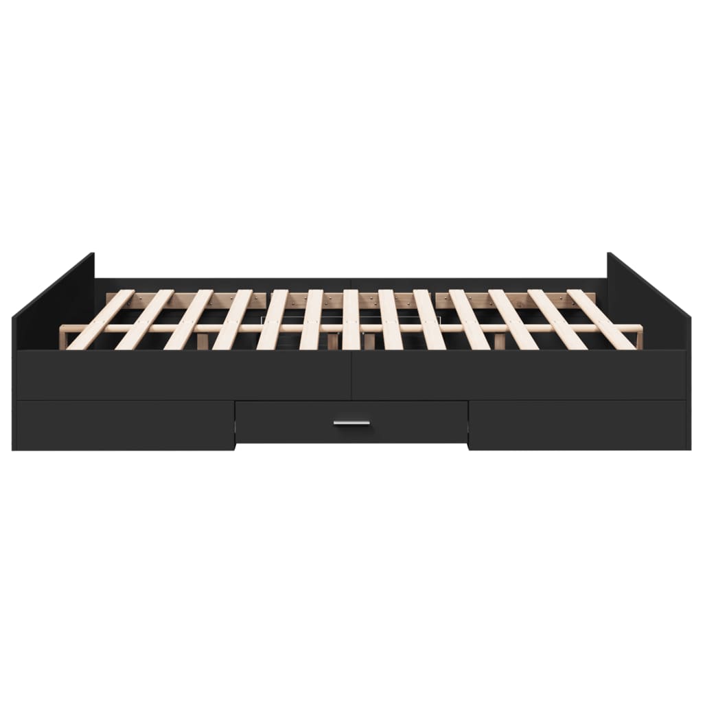 Bed Frame with Drawers without Mattress Black 150x200 cm King Size - Bargainia.com - 