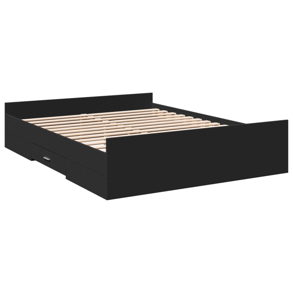Bed Frame with Drawers without Mattress Black 150x200 cm King Size - Bargainia.com - 