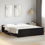 Bed Frame with Drawers without Mattress Black 150x200 cm King Size - Bargainia.com - 