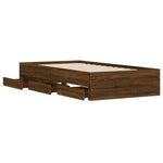 Bed Frame with Drawers without Mattress Brown Oak 75x190 cm Small Single - Bargainia.com - 