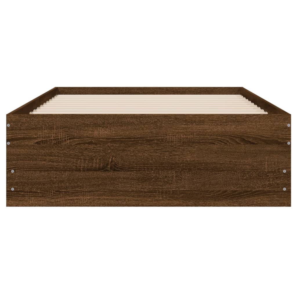 Bed Frame with Drawers without Mattress Brown Oak 75x190 cm Small Single - Bargainia.com - 