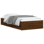 Bed Frame with Drawers without Mattress Brown Oak 75x190 cm Small Single - Bargainia.com - 