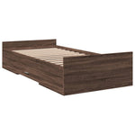 Bed Frame with Drawers without Mattress Brown Oak 75x190 cm Small Single - Bargainia.com - 