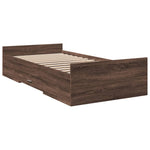 Bed Frame with Drawers without Mattress Brown Oak 75x190 cm Small Single - Bargainia.com - 