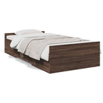 Bed Frame with Drawers without Mattress Brown Oak 75x190 cm Small Single - Bargainia.com - 