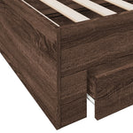 Bed Frame with Drawers without Mattress Brown Oak 75x190 cm Small Single - Bargainia.com - 