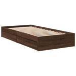 Bed Frame with Drawers without Mattress Brown Oak 75x190 cm Small Single - Bargainia.com - 