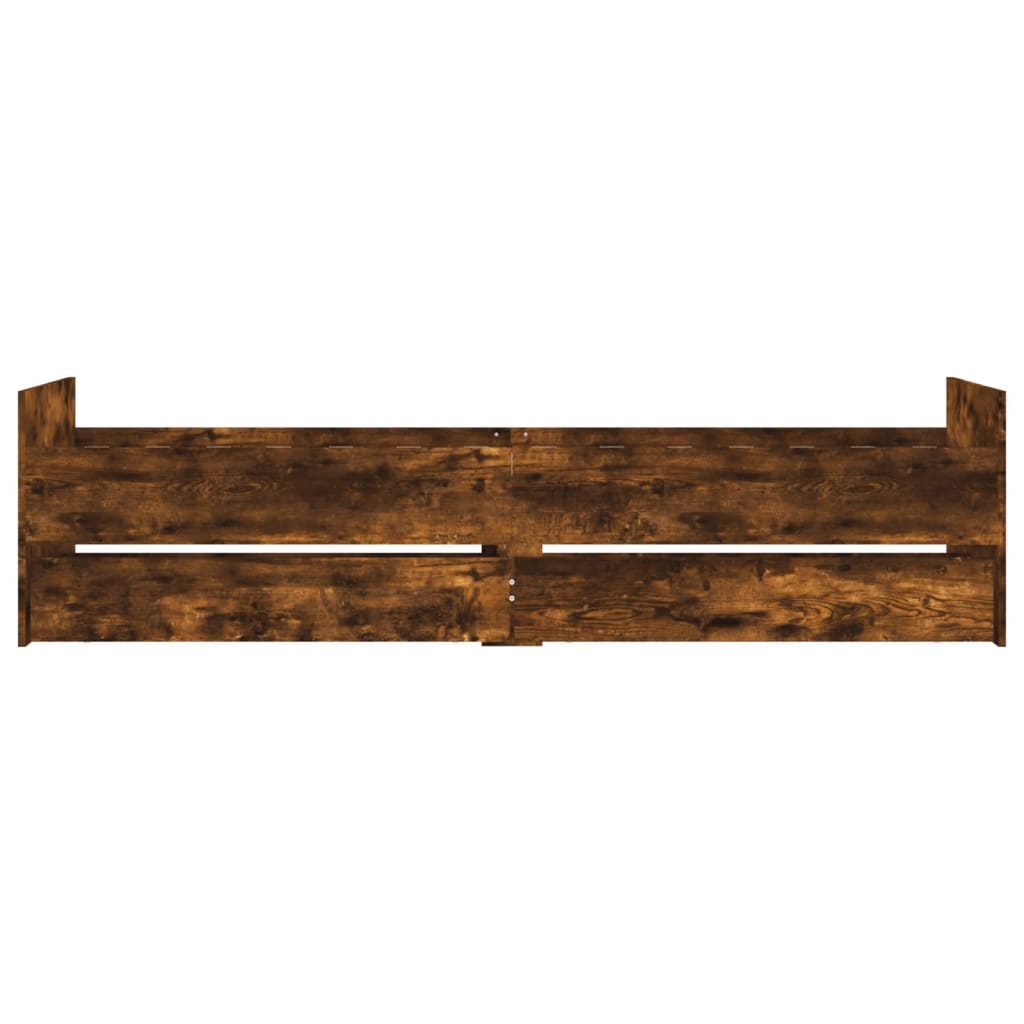 Bed Frame with Drawers without Mattress Smoked Oak 90x190 cm Single - Bargainia.com - 