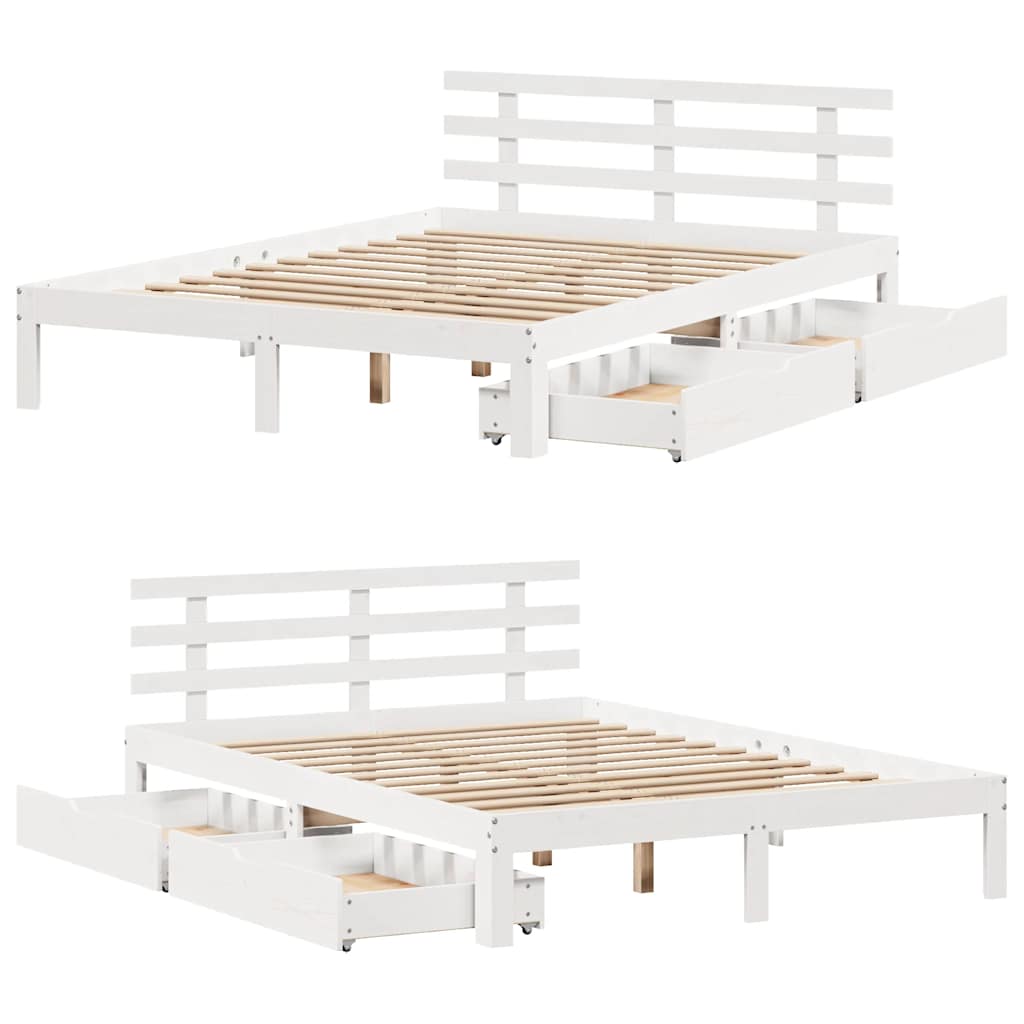 Bed Frame with Drawers without Mattress White 120x200 cm - Bargainia.com - 