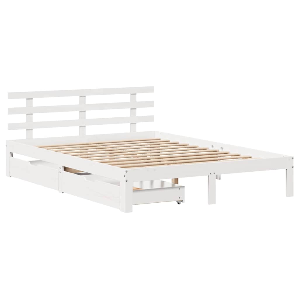 Bed Frame with Drawers without Mattress White 120x200 cm - Bargainia.com - 