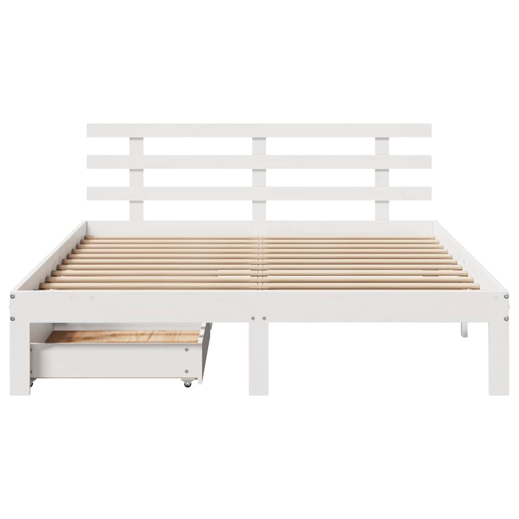 Bed Frame with Drawers without Mattress White 120x200 cm - Bargainia.com - 