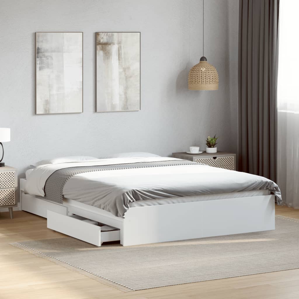 Bed Frame with Drawers without Mattress White 140x200 cm - Bargainia.com - 8721102623103 - 3280657