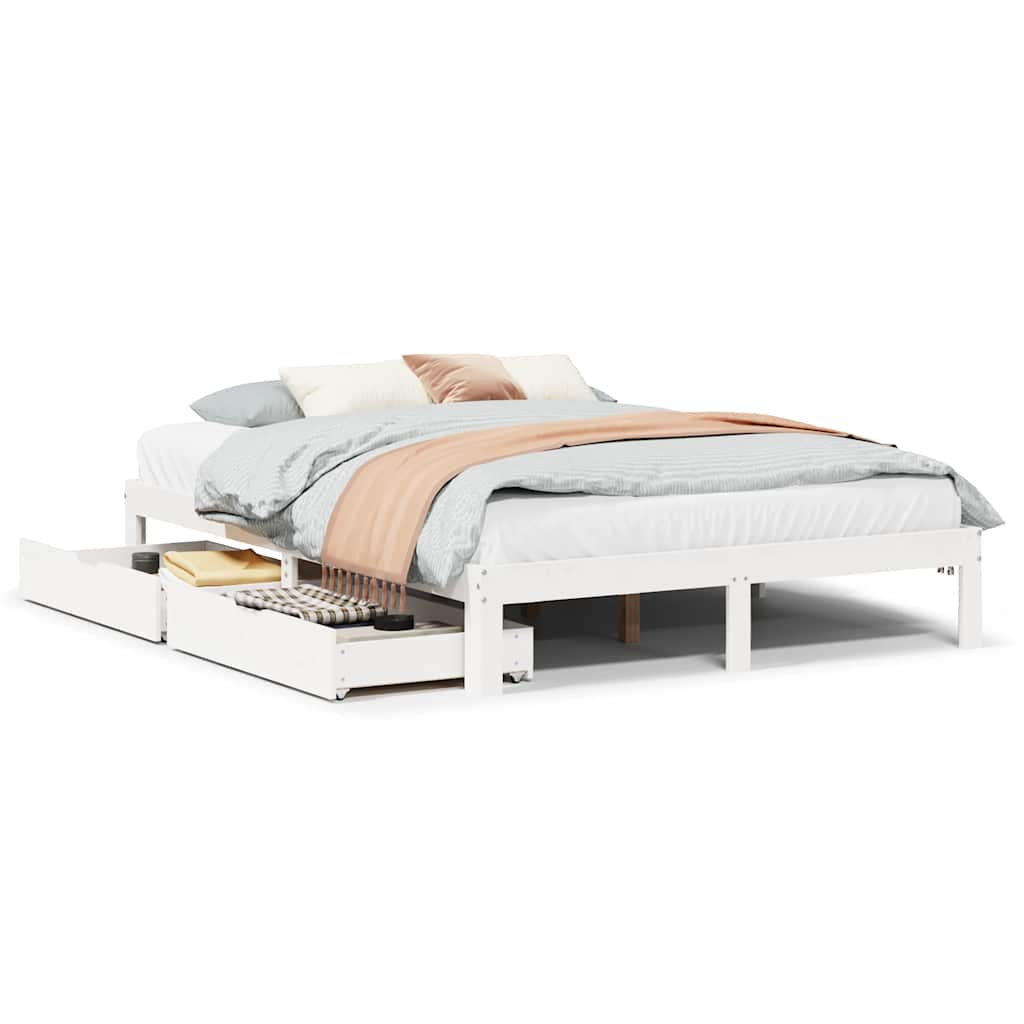 Bed Frame with Drawers without Mattress White 160x200 cm - Bargainia.com - 8721102943423 - 3301953