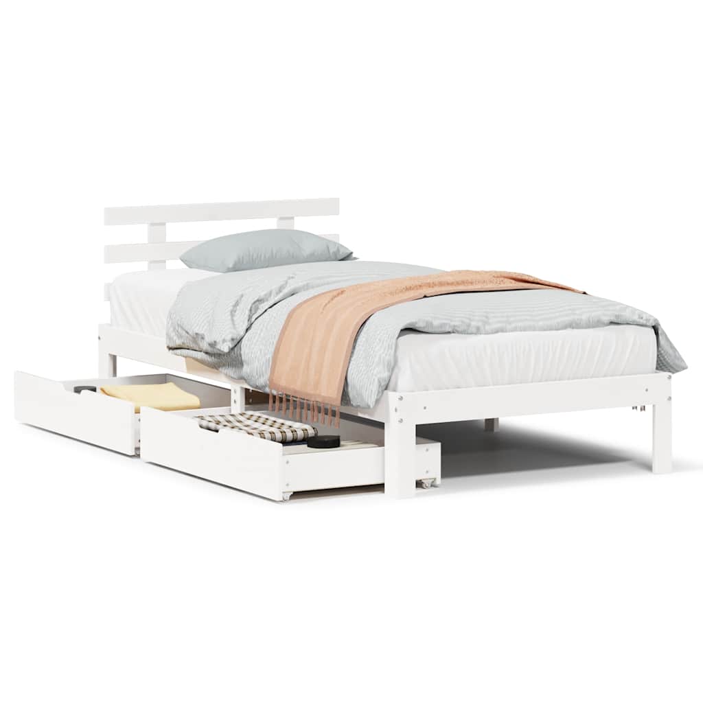 Bed Frame with Drawers without Mattress White90x200 cm - Bargainia.com - 8721102943942 - 3302005