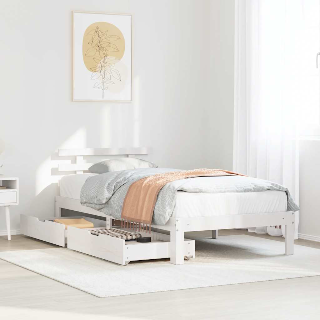Bed Frame with Drawers without Mattress White90x200 cm - Bargainia.com - 8721102943942 - 3302005