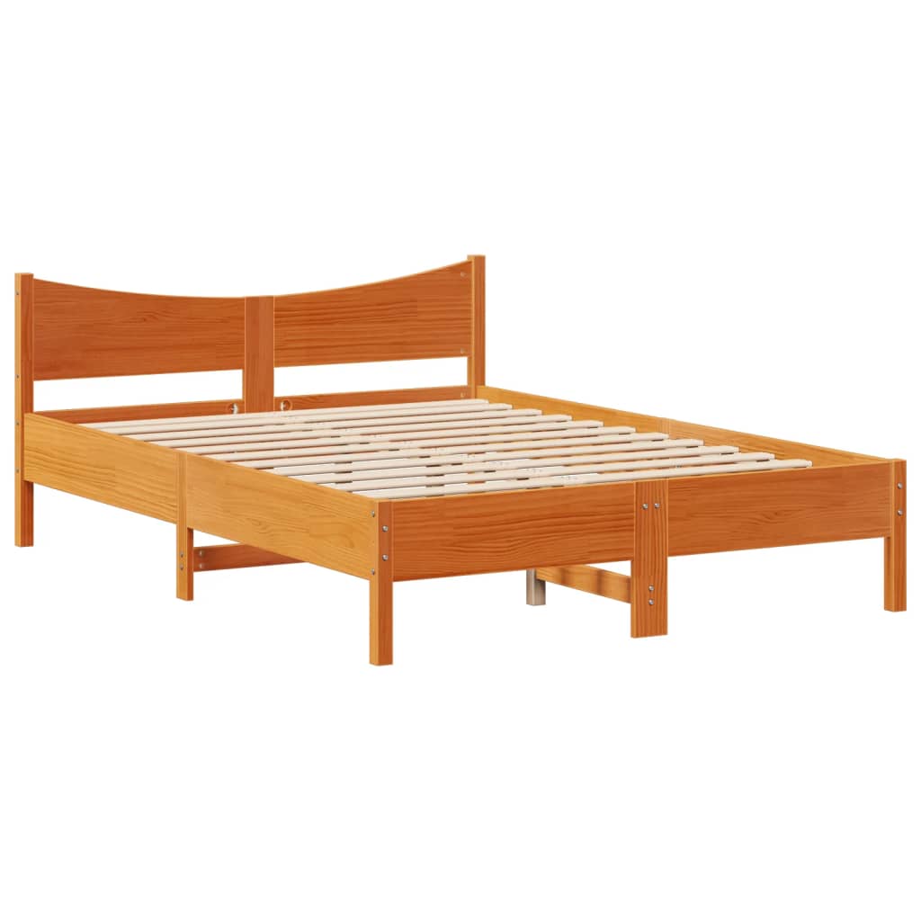 Bed Frame with Headboard Wax Brown 120x200 cm Solid Wood Pine - Bargainia.com - 8721102983054 - 3307049