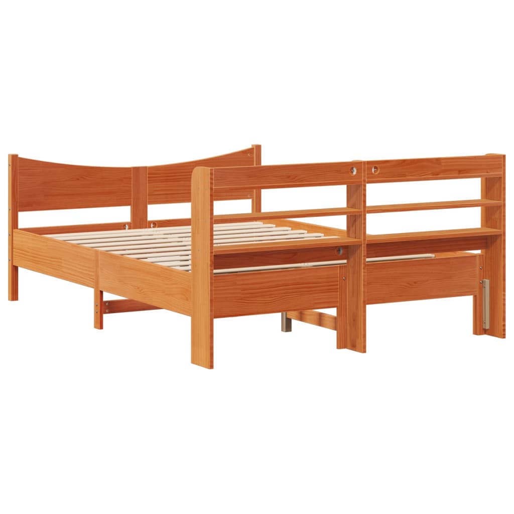 Bed Frame with Headboard Wax Brown 120x200 cm Solid Wood Pine - Bargainia.com - 8721102983054 - 3307049