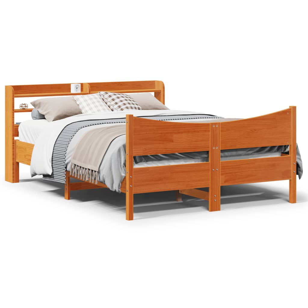 Bed Frame with Headboard Wax Brown 120x200 cm Solid Wood Pine - Bargainia.com - 8721102983054 - 3307049