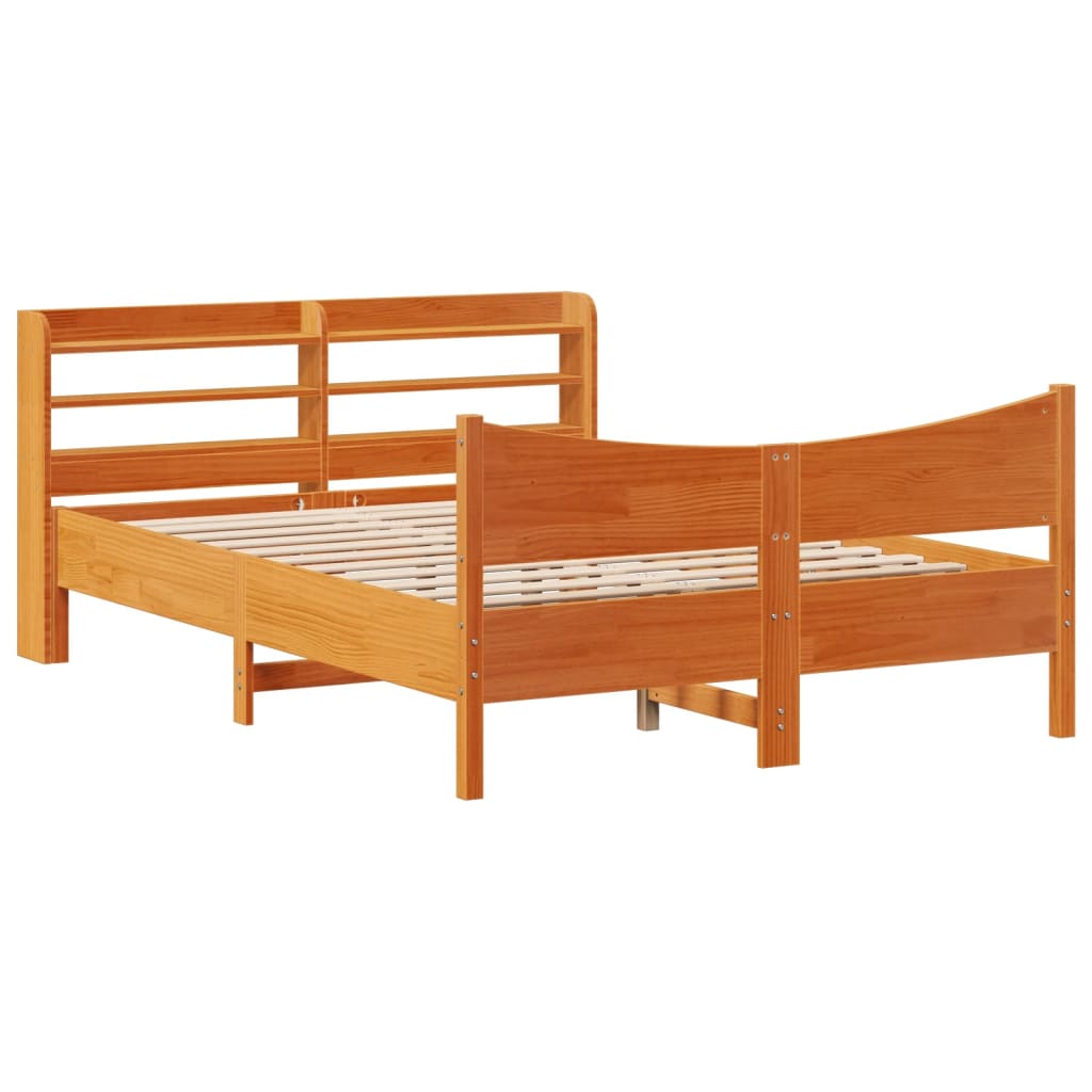 Bed Frame with Headboard Wax Brown 120x200 cm Solid Wood Pine - Bargainia.com - 8721102983054 - 3307049