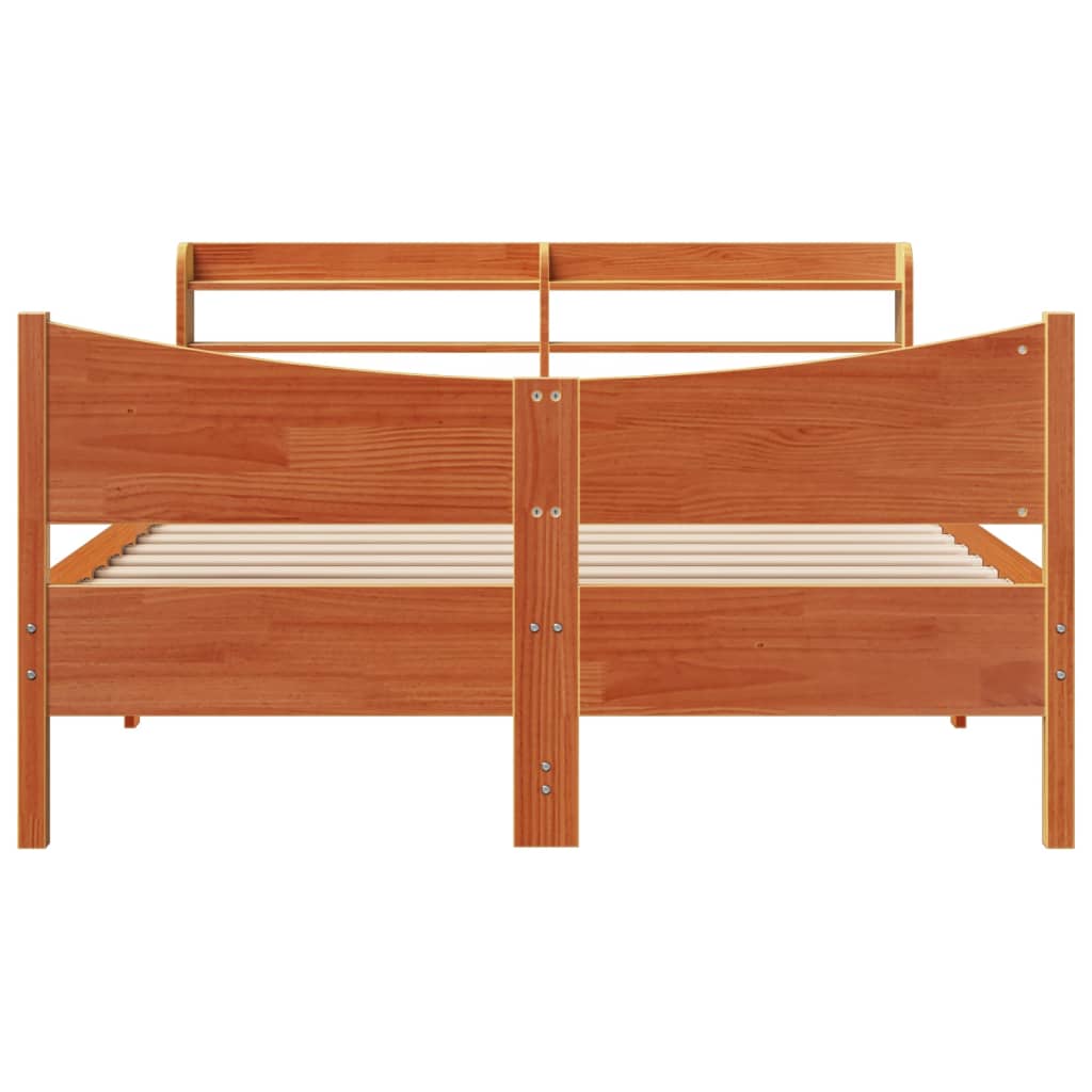 Bed Frame with Headboard Wax Brown 120x200 cm Solid Wood Pine - Bargainia.com - 8721102983054 - 3307049