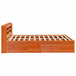 Bed Frame with Headboard Wax Brown 160x200 cm Solid Wood Pine - Bargainia.com - 