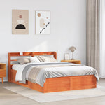 Bed Frame with Headboard Wax Brown 160x200 cm Solid Wood Pine - Bargainia.com - 