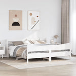 Bed Frame with Headboard White 180x200 cm Super King Solid Wood Pine - Bargainia.com - 