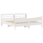 Bed Frame with Headboard White 180x200 cm Super King Solid Wood Pine - Bargainia.com - 
