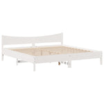 Bed Frame with Headboard White 180x200 cm Super King Solid Wood Pine - Bargainia.com - 