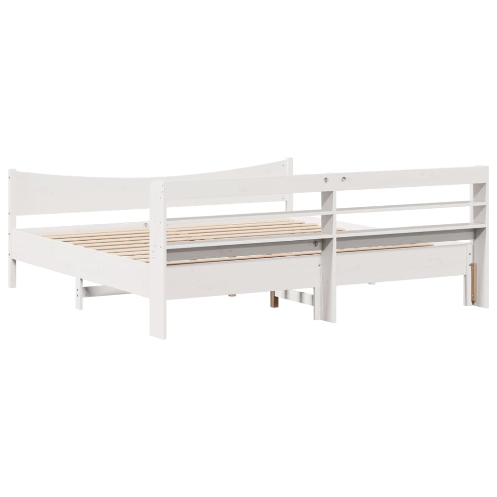 Bed Frame with Headboard White 180x200 cm Super King Solid Wood Pine - Bargainia.com - 
