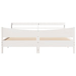 Bed Frame with Headboard White 180x200 cm Super King Solid Wood Pine - Bargainia.com - 