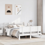 Bed Frame with Headboard without Mattress White 140x200 cm - Bargainia.com - 
